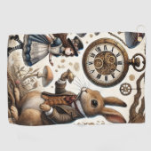 Alice in Wonderland Witte Konijn thee Kunst Golfhanddoek (Horizontaal)
