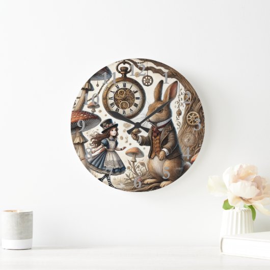 Alice in Wonderland Witte Konijn thee Kunst Grote Klok (Huis)