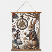 Alice in Wonderland Witte Konijn thee Kunst Hangend Wandkleed (Voorkant)
