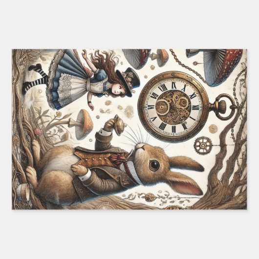 Alice in Wonderland Witte Konijn thee Kunst Inpakpapier Vel (Voorkant 2)