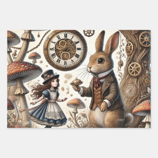 Alice in Wonderland Witte Konijn thee Kunst Inpakpapier Vel (Voorkant)