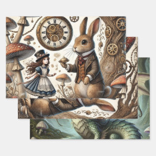 Alice in Wonderland Witte Konijn thee Kunst Inpakpapier Vel