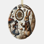 Alice in Wonderland Witte Konijn thee Kunst Keramisch Ornament (Rechts)