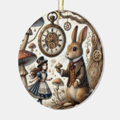 Alice in Wonderland Witte Konijn thee Kunst Keramisch Ornament (Links)