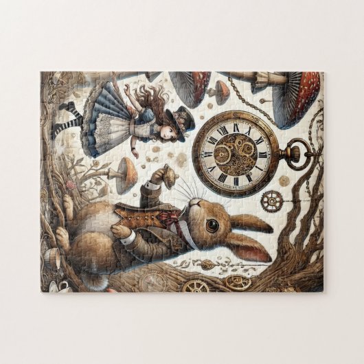 Alice in Wonderland Witte Konijn thee Kunst Legpuzzel (Horizontaal)