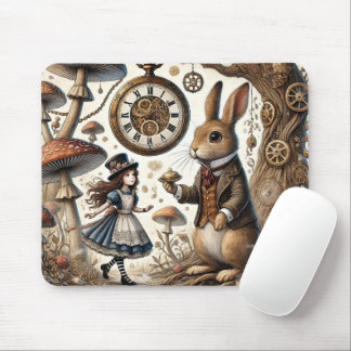 Alice in Wonderland Witte Konijn thee Kunst Muismat