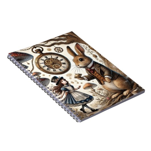 Alice in Wonderland Witte Konijn thee Kunst Notitieboek (Rechterzijde)
