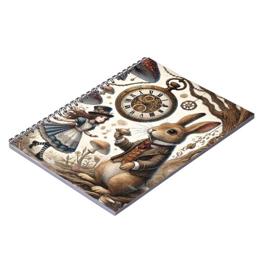 Alice in Wonderland Witte Konijn thee Kunst Notitieboek (Linkerzijde)