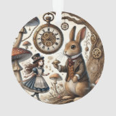 Alice in Wonderland Witte Konijn thee Kunst Ornament (achterkant)
