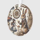 Alice in Wonderland Witte Konijn thee Kunst Ornament (voorkant)