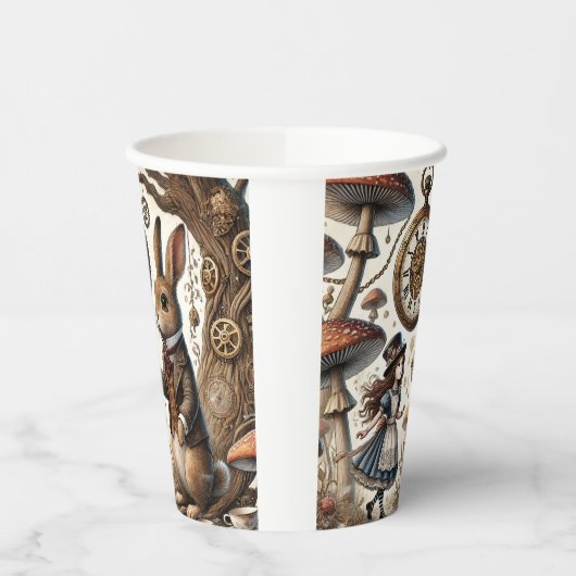 Alice in Wonderland Witte Konijn thee Kunst Papieren Bekers (Links)