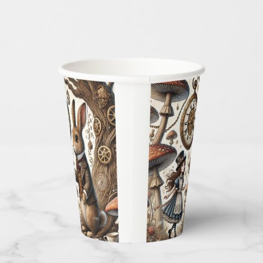 Alice in Wonderland Witte Konijn thee Kunst Papieren Bekers (Rechts)
