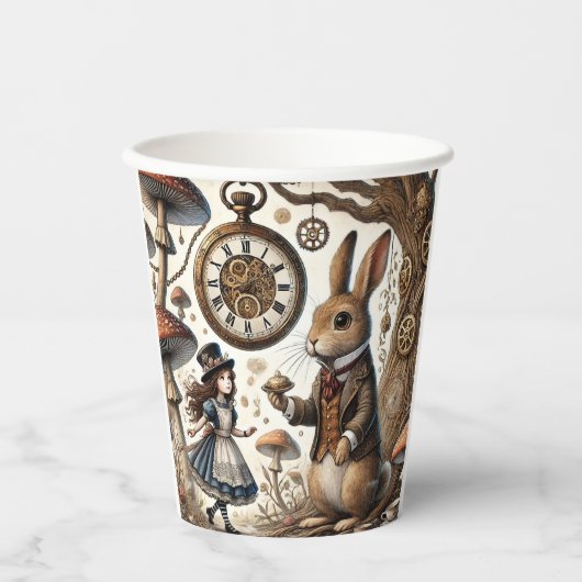 Alice in Wonderland Witte Konijn thee Kunst Papieren Bekers (Voorkant)