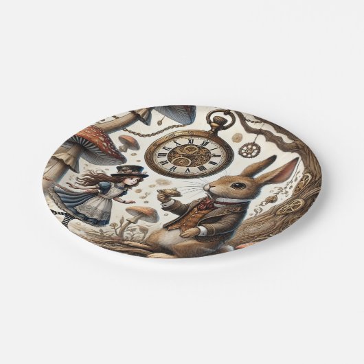 Alice in Wonderland Witte Konijn thee Kunst Papieren Bordje (Gekanteld)