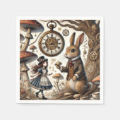 Alice in Wonderland Witte Konijn thee Kunst Servet (Voorkant)