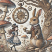 Alice in Wonderland Witte Konijn thee Kunst Sticker (Voorkant)