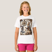 Alice in Wonderland Witte Konijn thee Kunst T-shirt (Voorkant volledig)