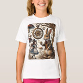Alice in Wonderland Witte Konijn thee Kunst T-shirt (Voorkant)