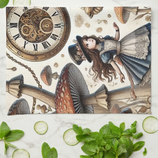 Alice in Wonderland Witte Konijn thee Kunst Theedoek (Gevouwen)