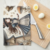 Alice in Wonderland Witte Konijn thee Kunst Theedoek (Quarter Fold)