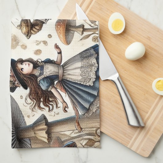 Alice in Wonderland Witte Konijn thee Kunst Theedoek (Quarter Fold)