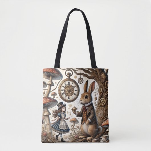 Alice in Wonderland Witte Konijn thee Kunst Tote Bag (Voorkant)