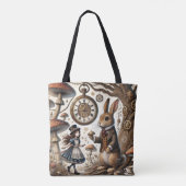 Alice in Wonderland Witte Konijn thee Kunst Tote Bag (Achterkant)