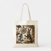 Alice in Wonderland Witte Konijn thee Kunst Tote Bag (Achterkant)