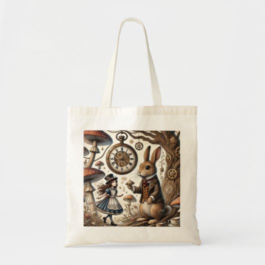 Alice in Wonderland Witte Konijn thee Kunst Tote Bag (Voorkant)