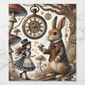 Alice in Wonderland Witte Konijn thee Kunst Wijn Etiket (Enkel label)