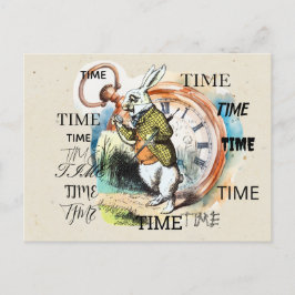 Alice in Wonderland - WITTE KONIJN TIJD TIJD Briefkaart