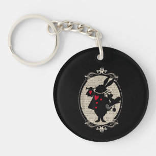 Alice In Wonderland Witte Konijn Vintage Boek Sleutelhanger