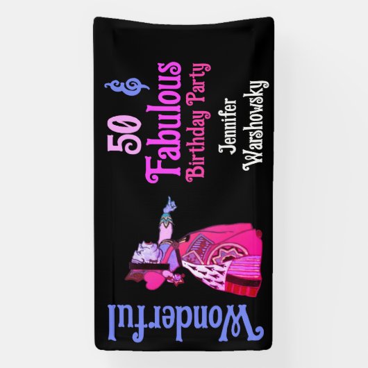 Alice in Wonderland Wonderful Birthday Spandoek (Verticaal)