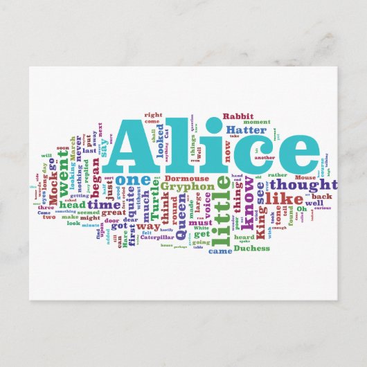Alice in Wonderland Word Cloud Briefkaart (Voorkant)