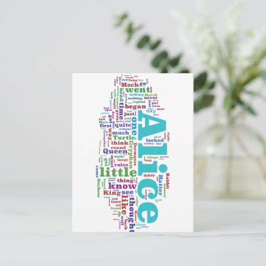 Alice in Wonderland Word Cloud Briefkaart (Staand voorkant)
