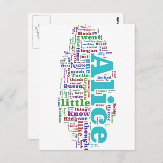 Alice in Wonderland Word Cloud Briefkaart (Voorkant / Achterkant)