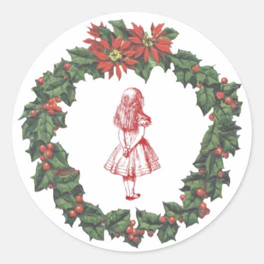 Alice in Wonderland Wreath Kerst stickers (Voorkant)
