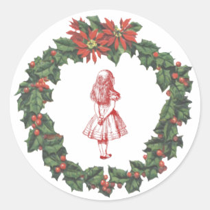 Alice in Wonderland Wreath Kerst stickers