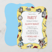 Alice in Wonderland Yellow Check Party Kaart (Voorkant / Achterkant)