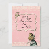 Alice in Wonderland Zeer belangrijke bruiloft Save The Date (Voorkant)