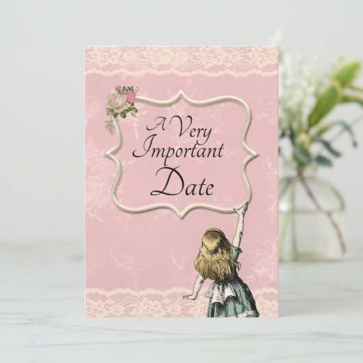 Alice in Wonderland Zeer belangrijke bruiloft Save The Date (Staand voorkant)