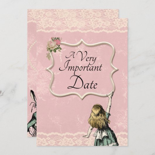 Alice in Wonderland Zeer belangrijke bruiloft Save The Date (Voorkant / Achterkant)