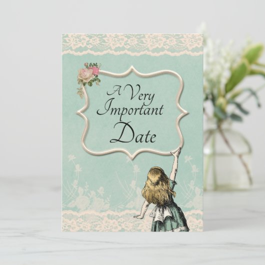 Alice in Wonderland Zeer belangrijke date Wedding Save The Date (Staand voorkant)