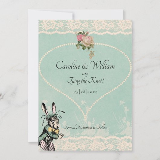 Alice in Wonderland Zeer belangrijke date Wedding Save The Date (Achterkant)