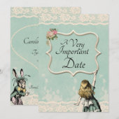 Alice in Wonderland Zeer belangrijke date Wedding Save The Date (Voorkant / Achterkant)