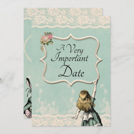 Alice in Wonderland Zeer belangrijke date Wedding Save The Date (Voorkant / Achterkant)