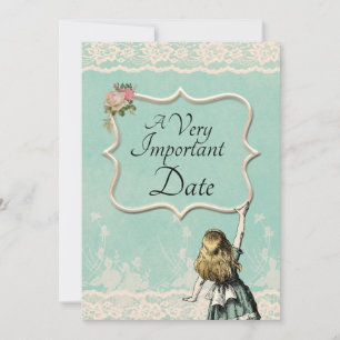 Alice in Wonderland Zeer belangrijke date Wedding Save The Date