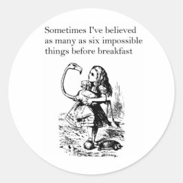 Alice in Wonderland, "Zes onmogelijke dingen" Ronde Sticker