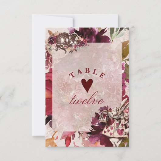 Alice in Wonderland Zittafel Nummers Kaart (Voorkant)