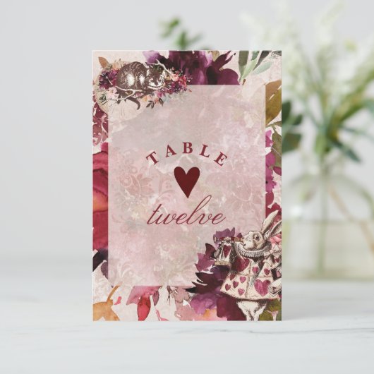 Alice in Wonderland Zittafel Nummers Kaart (Staand voorkant)